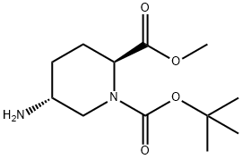 (2S,5R)-5-Amino-1,2-piperidinedicarboxylic acid 1-(tert-butyl) 2-methyl ester Struktur