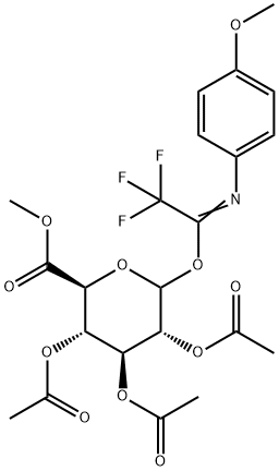 Methyl 2,3,4-Triacetyl-D-glucopyranosiduronyl 1-(N-4-Metoxyphenyl)-2,2,2-trifluoroacetimidate Struktur