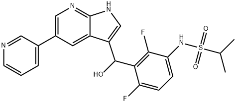 N-(2,4-difluoro-3-(hydroxy(5-(pyridin-3-yl)-1H-pyrrolo[2,3-b]pyridin-3-yl)Methyl)phenyl)propane-2-sulfonaMide Struktur