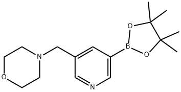 4-((5-(4,4,5,5-tetramethyl-1,3,2-dioxaborolan-2-yl)pyridin-3-yl)methyl)morpholine Struktur