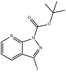 1H-Pyrazolo[3,4-b]pyridine-1-carboxylicacid,3-iodo-,1,1-diMethylethylester Struktur