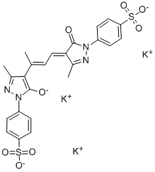 1,1'-BIS(4-SULFOPHENYL)-5,5'-DIHYDROXY-3,3',A-TRIMETHYLPYRAZOLO-4,4'-TRIMETHINE OXONOLE TRIPOTASSIUM SALT Struktur