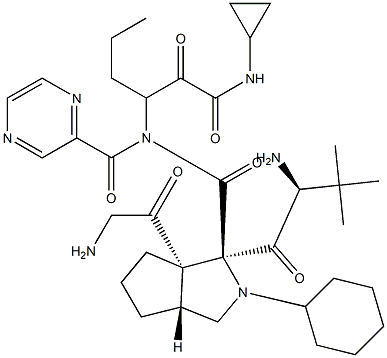 Cyclopenta[c]pyrrole-1-carboxaMide, (2S)-2-cyclohexyl-N-(2-pyrazinylcarbonyl)glycyl-3-Methyl-L-valyl-N-[(1R)-1-[2-(cyclopropylaMino)-2-oxoacetyl]butyl]octahydro-, (1S,3aR,6aS)- Struktur