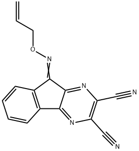 9H-INDENO[1,2-B]PYRAZINE-2,3-DICARBONITRILE, 9-[(2-PROPEN-1-YLOXY)IMINO]- Struktur