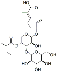 2,6-dimethyl-6-(3-O-(beta-glucopyranosyl)-4-O-(2-methylbutyroyl)alpha-arabinopyranosyloxy)-2,7-octadienoic acid Struktur