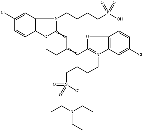 5-CHLORO-2-(2-[(5-CHLORO-3-(4-SULFOBUTYL)-2(3H)- BENZOXAZOLYLIDENE)METHYL]-1-BUTENYL)-3-(4-SULFOBUTYL)-BENZOXAZOLIUM HYDROXIDE, INNER SALT TRIETHYLAMIN E SALT Struktur