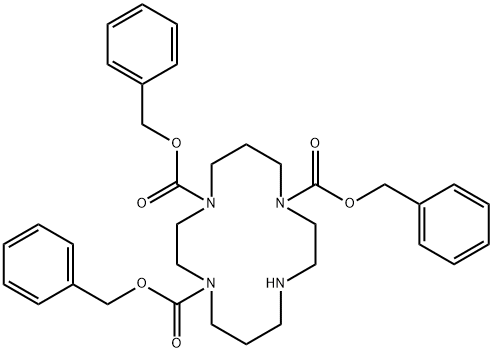 1,4,8,11-Tetraazacyclotetradecane-1,4,8-tricarboxylic acid, 1,4,8-tris(phenylMethyl) ester Struktur