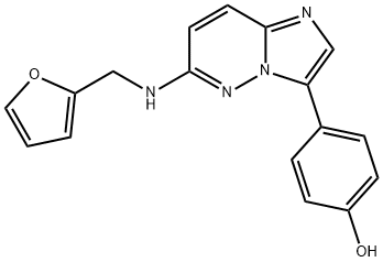 4-[6-[[(Furan-2-yl)methyl]amino]imidazo[1,2-b]pyridazin-3-yl]phenol Struktur