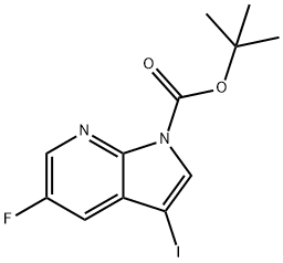 5-FLUORO-3-IODO-PYRROLO[2,3-B]PYRIDINE-1-CARBOXYLICACIDTERT-BUTYLESTER Struktur