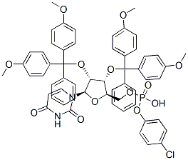 2',3'-O-bis(4,4'-dimethoxytrityl)uridine 5'-(4-chlorophenyl)phosphate Struktur