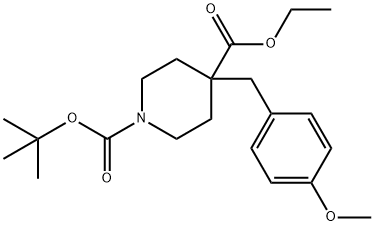 ETHYL N-BOC-4-(4-METHOXYBENZYL)PIPERIDINE-4-CARBOXYLATE Struktur