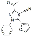 1H-Pyrazole-4-carbonitrile,  3-acetyl-5-(2-furanyl)-1-phenyl- Struktur