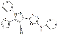 1H-Pyrazole-4-carbonitrile,  5-(2-furanyl)-1-phenyl-3-[5-(phenylamino)-1,3,4-oxadiazol-2-yl]- Struktur