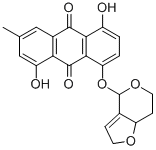 9,10-Anthracenedione, 1,5-dihydroxy-3-methyl-8-((2,6,7,7a-tetrahydro-4 H-furo(3,2-c)pyran-4-yl)oxy)- Struktur