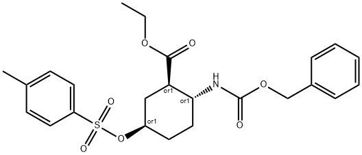 (1R*,2R*,5R*)-2-BENZYLOXYCARBONYLAMINO-5-(TOLUENE-4-SULFONYLOXY)-CYCLOHEXANECARBOXYLIC ACID ETHYL ESTER Struktur