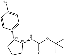 Cis-[2-(4-Hydroxyphenyl)-cyclopentyl]-carbamic acid tert-butyl ester Struktur