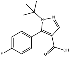 1H-pyrazole-4-carboxylic acid, 5-(4-fluorophenyl)-1-(1,1-diMethylethyl)- Struktur