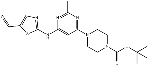 1-Piperazinecarboxylic acid, 4-[6-[(5-forMyl-2-thiazolyl)aMino]-2-Methyl-4-pyriMidinyl]-, 1,1-diMethylethyl ester Struktur