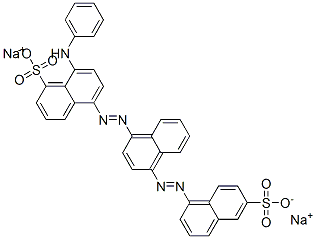 disodium 8-(phenylamino)-5-[[4-[(6-sulphonato-1-naphthyl)azo]-1-naphthyl]azo]naphthalene-1-sulphonate Struktur