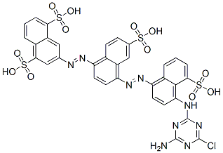 3-[[4-[[4-[(4-amino-6-chloro-1,3,5-triazin-2-yl)amino]-5-sulphonaphthyl]azo]-6-sulphonaphthyl]azo]naphthalene-1,5-disulphonic acid Struktur