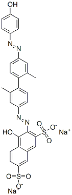 disodium 4-hydroxy-3-[[4'-[(4-hydroxyphenyl)azo]-2,2'-dimethyl[1,1'-biphenyl]-4-yl]azo]naphthalene-2,7-disulphonate Struktur