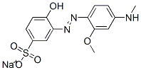 sodium 4-hydroxy-3-[[2-methoxy-4-(N-methylamino)phenyl]azo]benzenesulphonate Struktur