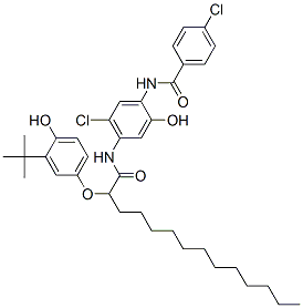 N-[4-[[2-[3-(tert-butyl)-4-hydroxyphenoxy]-1-oxotetradecyl]amino]-5-chloro-2-hydroxyphenyl]-4-chlorobenzamide Struktur