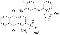 sodium 1-ethyl 2-[[3-[(4-amino-9,10-dihydro-9,10-dioxo-3-sulphonato-1-anthryl)amino]-p-tolyl]methyl]benzoate Struktur