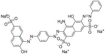 4-amino-5-hydroxy-3-[[4-[(2-hydroxy-6-sulpho-1-naphthyl)azo]phenyl]azo]-6-(phenylazo)naphthalene-2,7-disulphonic acid, sodium salt Struktur