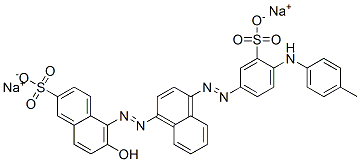 6-hydroxy-5-[[4-[[4-[(4-methylphenyl)amino]-3-sulphophenyl]azo]-1-naphthyl]azo]naphthalene-2-sulphonic acid, sodium salt Struktur