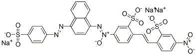 trisodium 2-[2-(4-nitro-2-sulphonatophenyl)vinyl]-5-[[4-[(4-sulphonatophenyl)azo]-1-naphthyl]-N,N,O-azoxy]benzenesulphonate Struktur