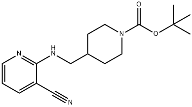 4-[(3-Cyano-pyridin-2-ylaMino)-Methyl]-piperidine-1-carboxylic acid tert-butyl ester, 98+% C17H24N4O2, MW: 316.40 Struktur