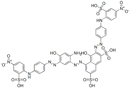 5-[[2-amino-4-hydroxy-5-[[4-[(4-nitro-2-sulphophenyl)amino]phenyl]azo]phenyl]azo]-4-hydroxy-3-[[4-[(4-nitro-2-sulphophenyl)amino]phenyl]azo]naphthalene-2,7-disulphonic acid Struktur