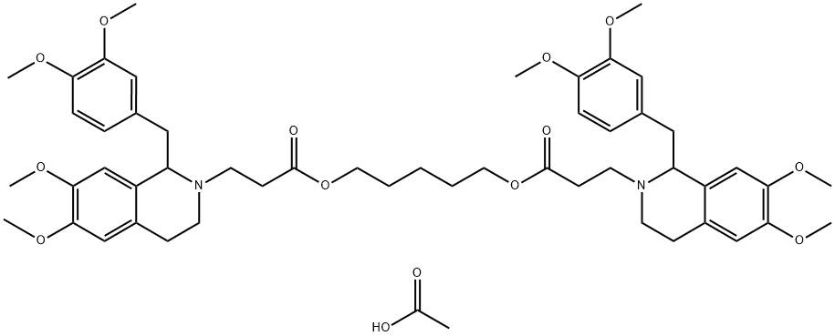 pentamethylenedi(oxy)bis(3-oxopropyl)bis[1-(3,4-dimethoxybenzyl)-3,4-dihydro-6,7-dimethoxyisoquinolinium] diacetate Struktur