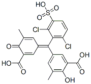 5-[(3-carboxy-5-methyl-4-oxo-2,5-cyclohexadien-1-ylidene)(2,6-dichlorosulphophenyl)methyl]-3-methylsalicylic acid Struktur