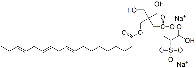 disodium 4-[2,2-bis(hydroxymethyl)-3-[(1-oxooctadeca-9,12,15-trienyl)oxy]propyl] 2-sulphonatosuccinate Struktur