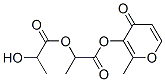 1-methyl-2-[(2-methyl-4-oxo-4H-pyran-3-yl)oxy]-2-oxoethyl lactate Struktur