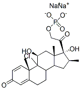 Pregna-1,4-diene-3,20-dione, 9-chloro-11,17-dihydroxy-16-methyl-21-(phosphonooxy)-, disodium salt, (11beta,16beta)- Struktur