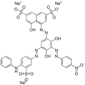 4-[[2,4-dihydroxy-3-[(4-nitrophenyl)azo]-5-[[4-(phenylamino)-3-sulphophenyl]azo]phenyl]azo]-5-hydroxynaphthalene-2,7-disulphonic acid, sodium salt Struktur