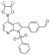 BENZALDEHYDE, 4-[1-(PHENYLSULFONYL)-4-(4,4,5,5-TETRAMETHYL-1,3,2-DIOXABOROLAN-2-YL)-1H-PYRROLO[2,3-B]PYRIDIN-2-YL]- Struktur