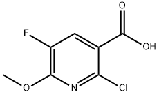 2-chloro-5-fluoro-6-(Methyloxy)-3-pyridinecarboxylic acid Struktur