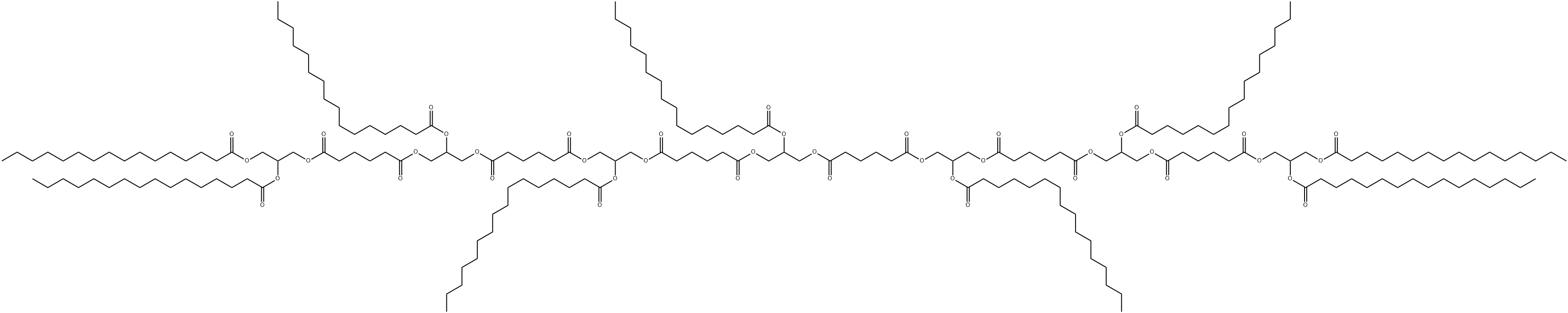 bis[2,3-bis(palmitoyloxy)propyl] 6,12,17,23,28,34,39,45,50,56-decaoxo-9,20,31,42,53-pentakis(palmitoyloxy)-7,11,18,22,29,33,40,44,51,55-decaoxahenhexacontanedioate Struktur