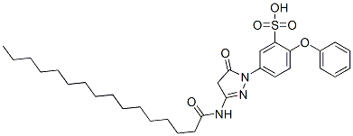 5-[4,5-dihydro-5-oxo-3-[(1-oxohexadecyl)amino]-1H-pyrazol-1-yl]-2-phenoxybenzenesulphonic acid Struktur