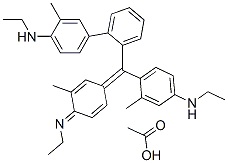 N-ethyl-4-[[4-(ethylamino)-m-tolylphenyl][4-(ethylimino)-3-methylcyclohexa-2,5-dien-1-ylidene]methyl]-m-toluidine monoacetate Struktur