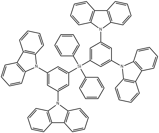 Bis[3,5-di(9H-carbazol-9-yl)phenyl]diphenylsilane Struktur