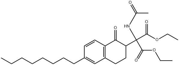 Propanedioic acid, 2-(acetylaMino)-2-(1,2,3,4-tetrahydro-6-octyl-1-oxo-2-naphthalenyl)-, 1,3-diethyl ester Struktur