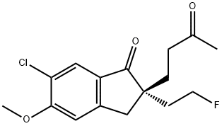 1H-Inden-1-one, 6-chloro-2-(2-fluoroethyl)-2,3-dihydro-5-Methoxy-2-(3-oxobutyl)-, (2S)- Struktur