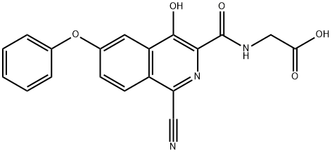 Glycine,  N-[(1-cyano-4-hydroxy-6-phenoxy-3-isoquinolinyl)carbonyl]- Struktur