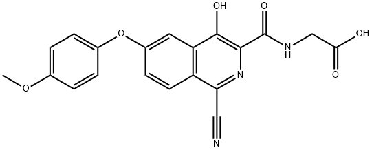 Glycine,  N-[[1-cyano-4-hydroxy-6-(4-methoxyphenoxy)-3-isoquinolinyl]carbonyl]- Struktur