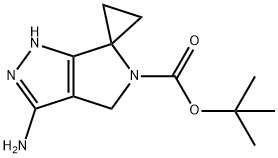 TERT-BUTYL 3'-AMINO-1'H-SPIRO[CYCLOPROPANE-1,6'-PYRROLO[3,4-C]PYRAZOLE]-5'(4'H)-CARBOXYLATE Struktur